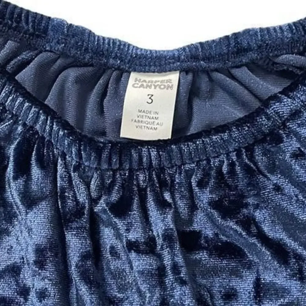 Harper Canyon Girls Navy Peacoat Velvet Dress Size 3 New‎